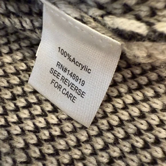 Cloud Chaser leopard print boho sweater cream black gray fringe frayed hems Med - Picture 4 of 10